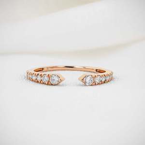 Elvora Gems Solid Gold Diamond Engagement <b>Ring</b> 0.31 Ct Rhodium Plated Double Prong Setting IGI Certified <b>Stacking</b> Open Graduated - Product Image 2