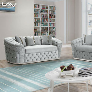 مخمل إيطالي فاخر 3 مقاعد تشيسترفيلد أو فندق حديث فيلا غرفة معيشة أثاث أريكة فاخرة - Product Image 3