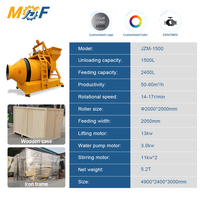 Malaxeur à tambour à rouleaux MHF pour béton 1500L, couleur et logo personnalisés, 220V 380V, électrique, haute efficacité, pour usage en construction