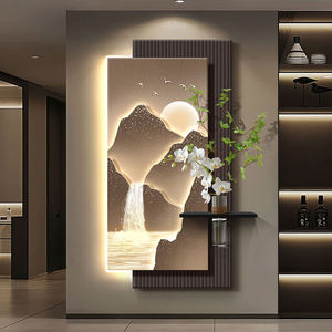 Vente directe usine : Peinture murale suspendue 3D de luxe en grès, motif montagne et <span class=keywords><strong>oiseaux</strong></span>, avec plante verte simulée, pour décoration de couloir - Product Image 1