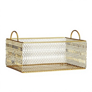 Cestas de Almacenamiento Multiusos de Alambre Metálico con Forma Rectangular, con Asas, para Uso Doméstico, Diseños Personalizables - Product Image 1