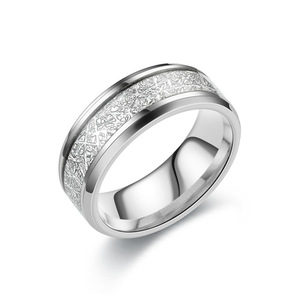 Bague en gros pour bijouterie, en acier inoxydable, dorée, anti-anxiété, à effet givré sergé, plaquée or - Product Image 3