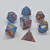 Ensemble de 7 dés géométriques marbrés, faits à la main, pour Dungeons and Dragons, en résine, à bords tranchants, gravés, pour jeux de société