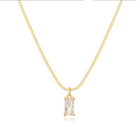 Collar Rectangular de Circonita con Baño de Oro de 18K, Resistente al Agua y al Deslustre, para Mujer, Adorno de Circonita Colorido para el Día de la Madre