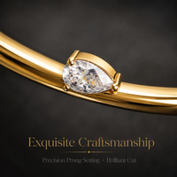 Tendance du moment : Bracelet ouvert irrégulier minimaliste plaqué or 18 carats JAJGI JAJGI-BR-4201 avec pierre précieuse en forme de cœur et goutte d'eau pour femme