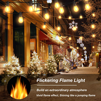 Guirlande lumineuse LED imperméable avec fermoir en forme de flamme, 15 ampoules Vintage, éclairage d'extérieur, idéal pour les vacances, 48 pieds