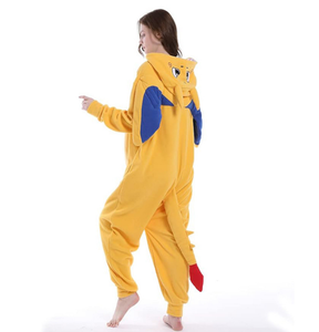 <span class=keywords><strong>Pigiama</strong></span> Intero da Donna di Alta Qualità a Forma di Dinosauro Giallo Invernale Carino Animale Tinta Unita in Maglia Flanella Maniche Lunghe Vita Alta Morbido - Product Image 6