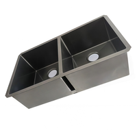 Évier de cuisine double en acier inoxydable 304 avec planche à découper et passoire, évier de cuisine moderne minimaliste, grand évier double