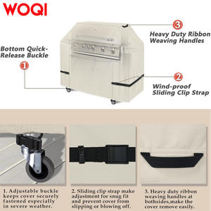 Funda para Parrilla de Gas WOQI Premium de 60 Pulgadas, Impermeable, Resistente a la Decoloración, de Tela Oxford, Color Leche - Product Image 5