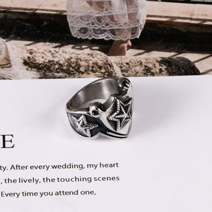 Star <b>Ring</b> <b>Titanium</b> Steel <b>Men</b> Punk Retro Jewelry SA970 - Product Image 2