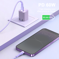 Câble USB C vers USB C, PD 60W, cordon de charge rapide en silicone souple pour ordinateurs portables, tablettes, téléphones
