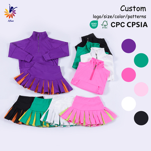Conjunto de Dos Piezas para Niñas con Certificación CPC y CPSIA, Ropa de Yoga al por Mayor, Sudadera Corta con Media Cremallera y Falda Plisada - Product Image 1