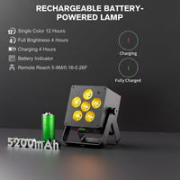 Projecteur LED sans fil sur batterie 6x18W RGBWA UV 6-en-1 DMX avec télécommande IR et activation sonore pour événements et mariages (location)