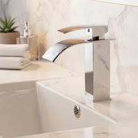 Robinet de lavabo cascade transfrontalier en céramique simple, chaud et froid, double usage, en acier inoxydable noir, à large ouverture