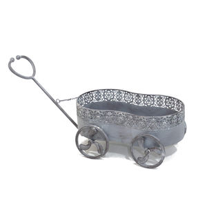 Chariot à main de style américain en fer forgé MR Custom, petit pot de fleurs, chariot à plantes, support de jardin, roues, décoration extérieure - Product Image 1