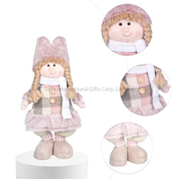 Nouvelle poupée de Noël en peluche rose très vendue avec écharpe et bonnet tricotés, accessoires, décorations, cadeaux de Noël pour enfants