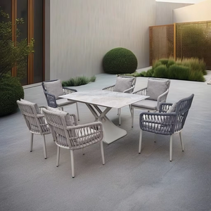 Mesa de Aluminio Darwin de Foshan con Tablero Personalizado y Sillas para Comedor Exterior, Ideal para Hoteles y Terrazas Modernas, 12 Asientos - Product Image 2