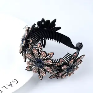 Barrettes à cheveux en cristal coloré en forme de queue de cheval, luxe féminin, barrettes à cheveux personnalisées en <span class=keywords><strong>strass</strong></span>, barrettes à cheveux en forme de banane - Product Image 1