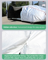 Housse de voiture en aluminium argenté avec bandes réfléchissantes orange vif pour la sécurité nocturne et la protection solaire