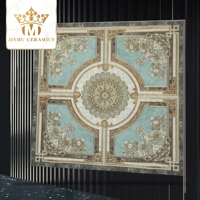 Foshan Customize luxury hotel gold plated tiles villa floor carpet tiles wall ceramic for house Medusa rugs porcelain tiles