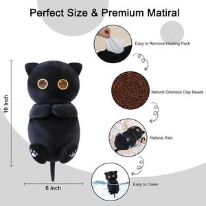 Zwarte Kat In De Magnetron Verwarmingskussens Verwarmde Warme Zwarte Kat Pluche Schattige Warme En Koude Gewogen Zwarte Kat Knuffels Geschenken - Product Image 3