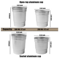 Gobelet en aluminium recyclable écologique de 12/16 oz avec couvercle en aluminium, logo personnalisé, pour thé, soda, boissons froides, café, jus, bar, fête