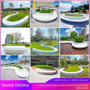 GRC Tree Pit <b>Benches</b> Fiberglass Contemporary Design Outdoor Patio Seating Durable Landscape Furniture outdoor furnitures - Product Image 3