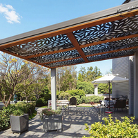 Panneaux de plafond modernes en métal découpé au laser pour gazebo de jardin, balcon, pergola, écrans d'intimité, feuilles en aluminium thermolaqué noir et blanc
