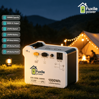 Station d'alimentation solaire portable 1000Wh, sortie continue 500W, batterie LiFePO4, stockage d'énergie, onde sinusoïdale pure, compatible maison et voiture