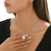 Collier pendentif goutte d'eau en argent sterling S925 avec perle CZ, gravure laser personnalisée, fabricant de bijoux en gros