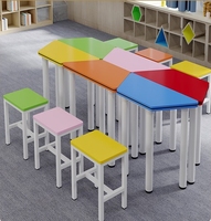 Table trapézoïdale de classe maternelle moderne, durable, en métal et en bois, personnalisable et de haute qualité, avec chaise et pupitre pour élèves
