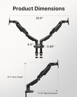 Support de bureau pour écran entièrement réglable, pivotant, avec fixation VESA, pince de fixation et base de montage à œillet pour écrans d'ordinateur de 13 à 32 pouces
