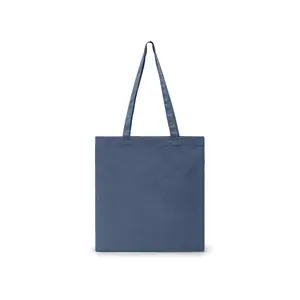 Bolsa de tela de algodón color denim, talla única, reciclable, con asa larga, para compras o negocios, con serigrafía. - Product Image 1