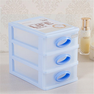 22*16*19厘米小桌面透明前塑料3抽屉收纳柜 - Product Image 5