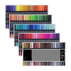 Stylo aquarelle à pointe douce non toxique 24 36 48 100 couleurs Ensemble de stylos marqueurs à double pointe Stylo marqueur artistique - Product Image 1
