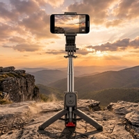 Fabrieksmodel TT22 Mini Selfie Stick Automatisch Openende Tripod 700mm 360° ° Draaibare telefoonstandaard is afneembaar 27,5 inch compatibel met opvullichten