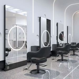 Modern Luxury Hair Salon Furniture <b>Set</b> <b>Square</b> Oval Mirrors for Barbershops Malls Factory Design Light Duty Sober Glass Great - Product Image 1