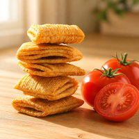 Chips de blé croustillantes à plusieurs couches, saveur tomate, texture striée, collation fine et croustillante, fournisseur OEM en gros, marque privée, B2B