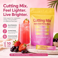 Cutting Drink Mix Berberine Yerba Mate & Magnesium, FOS favorise la signalisation de la satiété, l'énergie et la santé intestinale Fraise Açaï