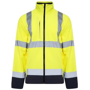 Hot Sale Yellow / Navy Two Tone Thermal High Visibility Waterproof <strong>Hi</strong> <strong>Vis</strong> Reflective Safety <strong>Softshell</strong> <strong>Jacket</strong> - Product Image 1