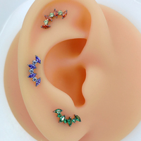 Ensemble de bijoux de piercing pour le corps en titane de qualité médicale G23 Astm F136, labret, nez, oreille, tragus, barre de piercing, cristaux