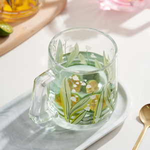 Tasse à lait en verre épais résistant à la chaleur avec poignée pour le petit-déjeuner et le thé de l'après-midi - Product Image 3