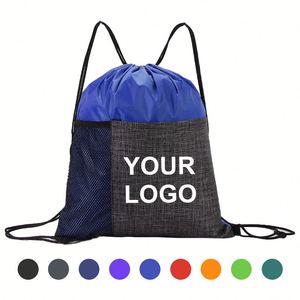 Custom Logo Drawstring <b>Bag</b> Eco-Friendly Waterproof Polyester Drawstring Backpack Promotional Gifts Fitness Drawstring Backpack - Product Image 1