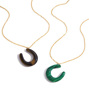 U-Shaped Tiger's Eye Malachite Pendant <b>Necklace</b> Stainless Steel Women's Jewelry Gift Fashion <b>Beaded</b> <b>Necklaces</b> - Product Image 5