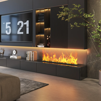Tonya Design Industriel Support TV Cheminée Électrique en Acier Inoxydable 800mm avec Télécommande et Combustible à l'Eau Pure pour Utilisation Intérieure