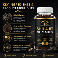 Gummies de Shilajit : Complément Alimentaire Pur de l'Himalaya pour Adultes, Améliore l'Immunité, 60 unités, Marque Privée, OEM, ODM, Fournisseur en Bouteilles