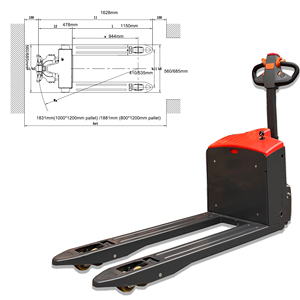 Transpaleta Eléctrica 2.0 T con Batería de Plomo-Ácido Libre de Mantenimiento de 4×12V/32Ah para Manejo de Materiales en Almacenes - Product Image 3