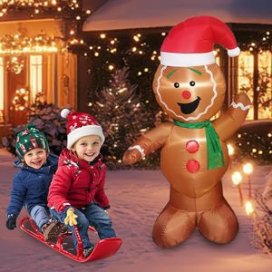 Décorations de jardin gonflables de Noël mignonnes fabriquées en Indonésie, bonhomme en pain d'épices de 6 pieds, en polyester, durable - Product Image 6