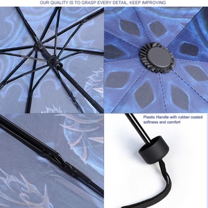China 3 Fold Umbrella Ss <b>Frame</b> 21 Inch and Ribs Manual Open and Close Compact Umbrella for Promotion and Gift - Product Image 3