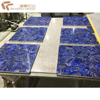 Luxe Lapis Lazuli Semi-Gemme Marbre Bleu Marbre Carreaux de Sol Comptoir Dessus de Table Dessus de Vanité Island Bar Top